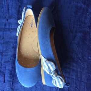 Jack & Jill Blue Flats with Gingham Bows
